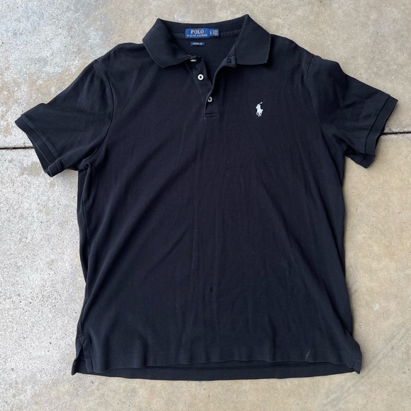 Ralph Lauren Other - Polo Ralph Lauren Mens Large Black Short Sleeve Pique Polo Shirt White Pony Logo